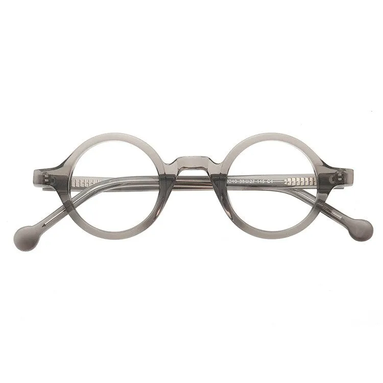 Cubojue Unisex Full Rim Small Round 38mm Acetate Hyperopic Reading Glasses A916
