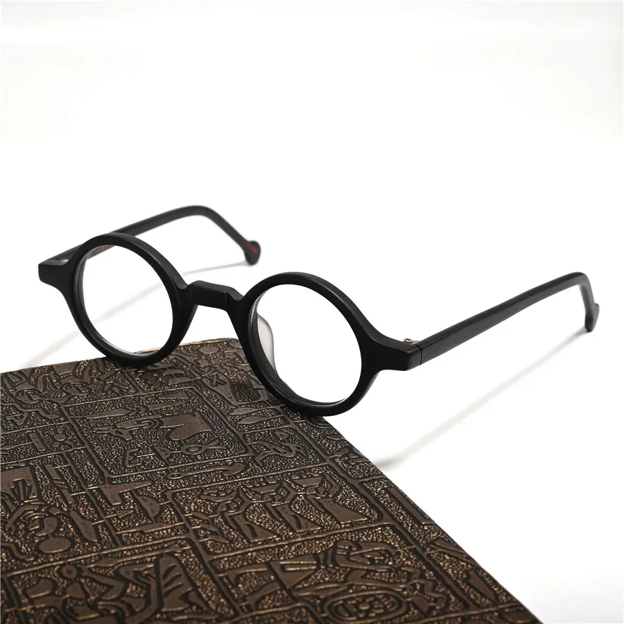 Cubojue Unisex Full Rim Small Round 38mm Acetate Hyperopic Reading Glasses A916
