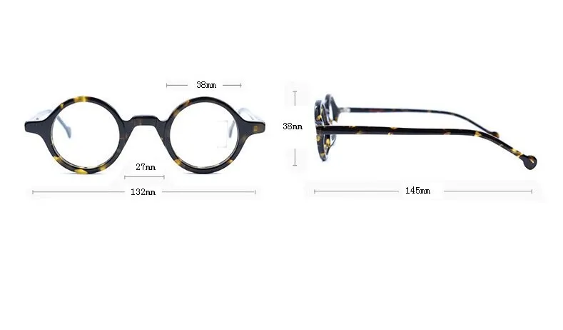 Cubojue Unisex Full Rim Small Round 38mm Acetate Hyperopic Reading Glasses A916