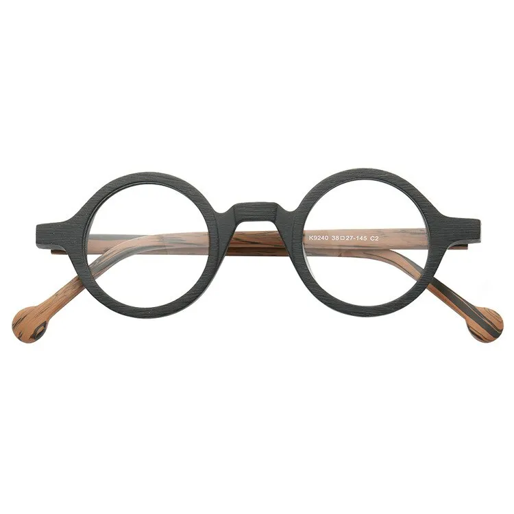 Cubojue Unisex Full Rim Small Round 38mm Acetate Hyperopic Reading Glasses A916