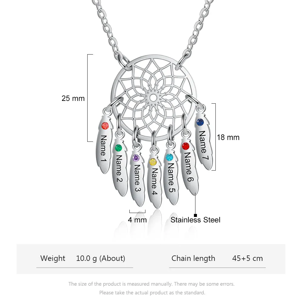 Custom Family Name Dream Catcher Necklace