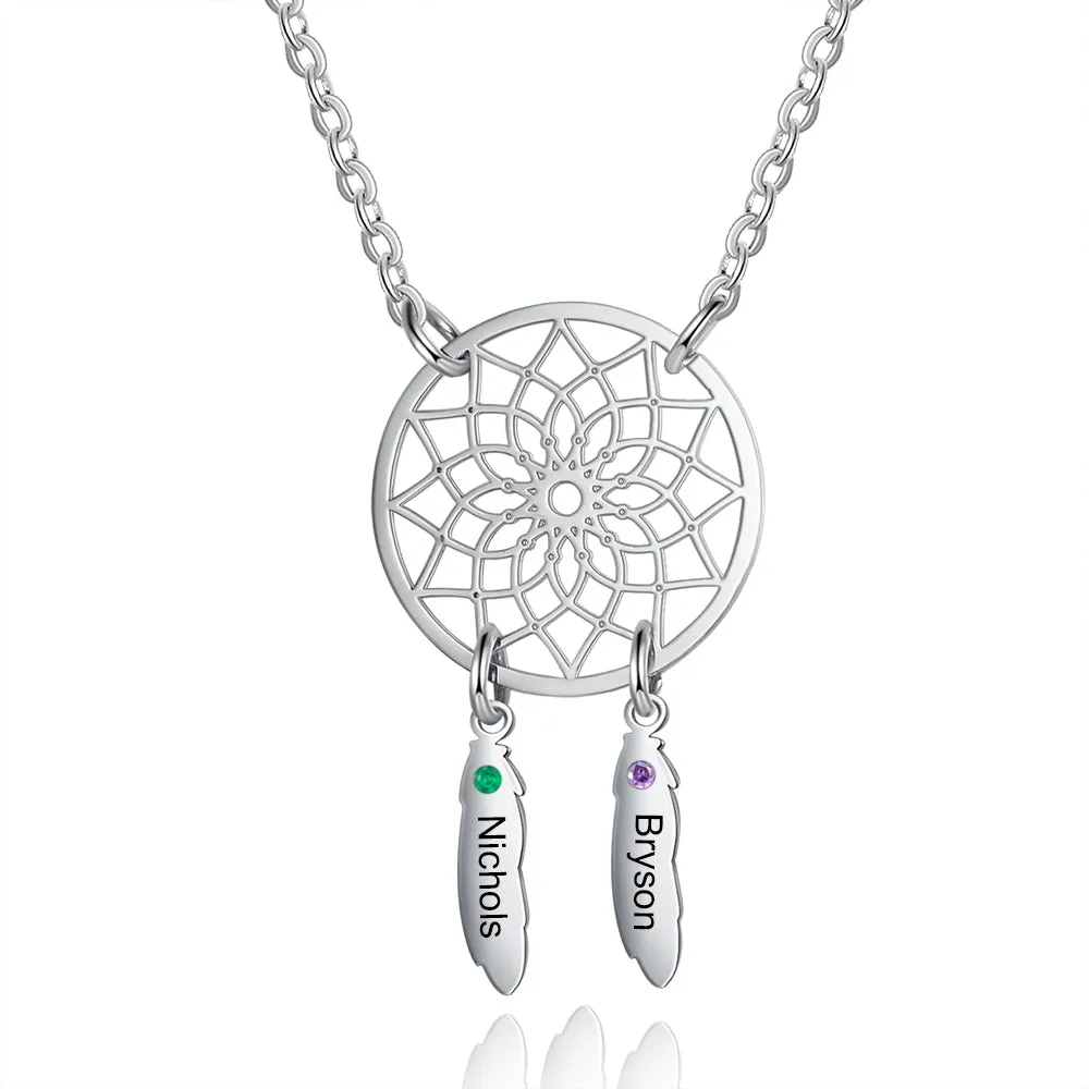 Custom Family Name Dream Catcher Necklace