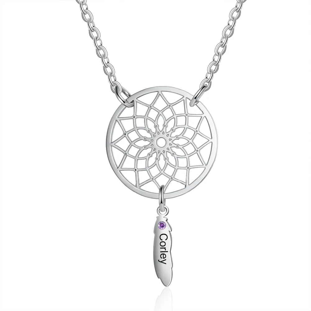 Custom Family Name Dream Catcher Necklace