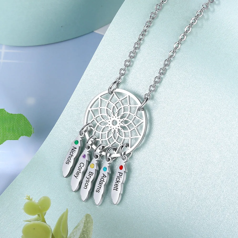 Custom Family Name Dream Catcher Necklace