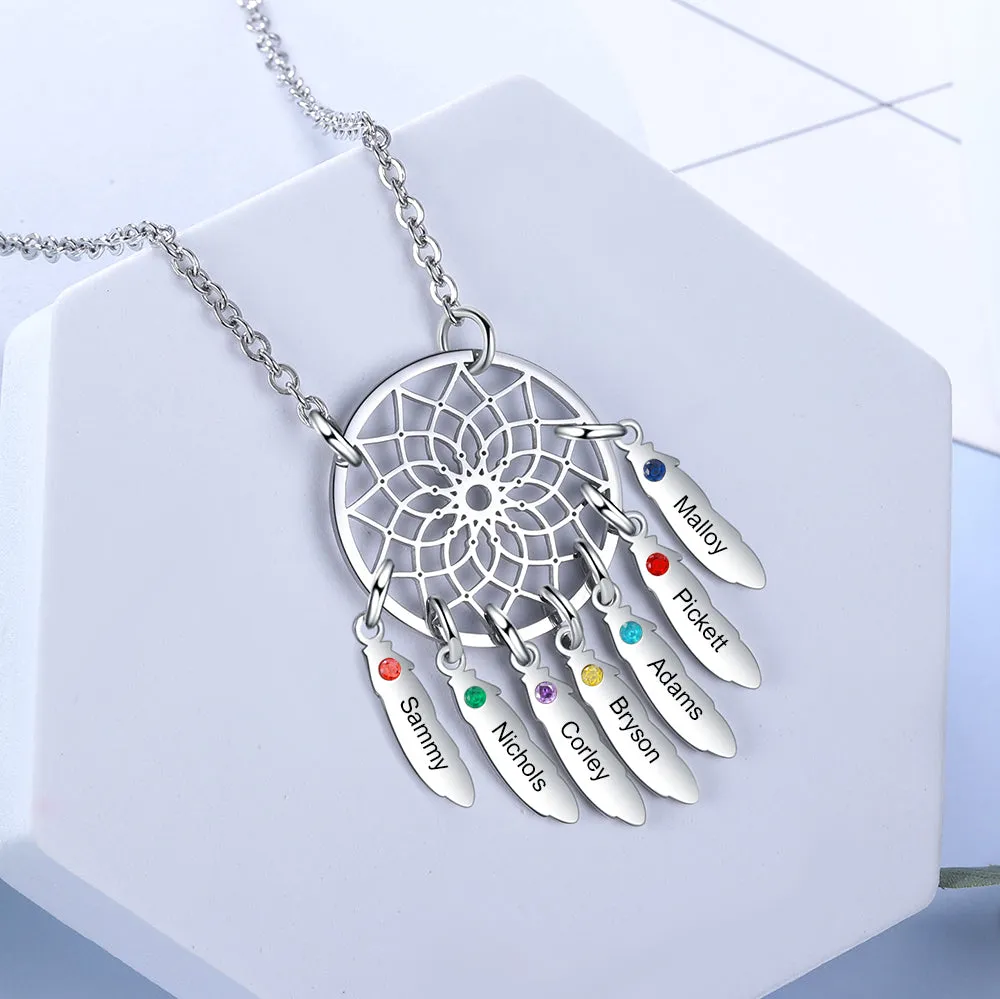 Custom Family Name Dream Catcher Necklace