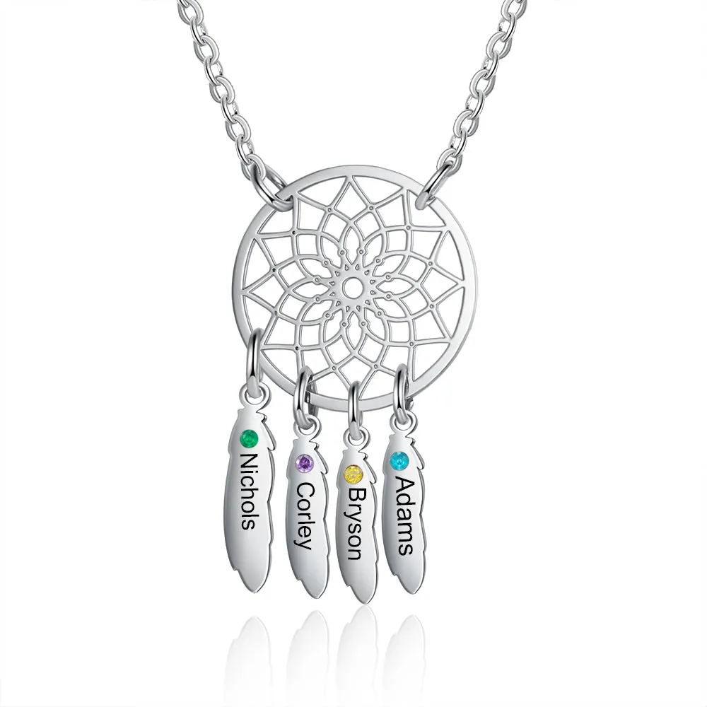 Custom Family Name Dream Catcher Necklace
