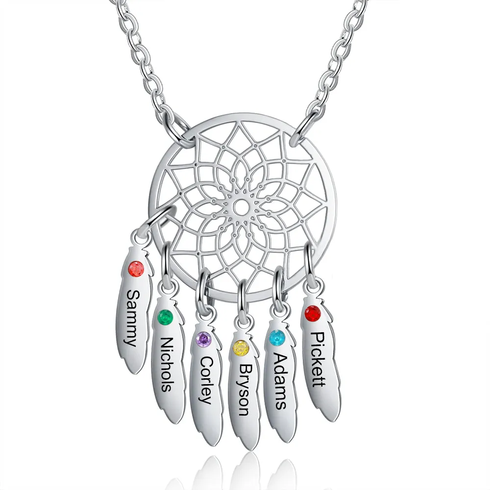 Custom Family Name Dream Catcher Necklace