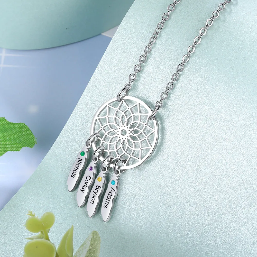 Custom Family Name Dream Catcher Necklace