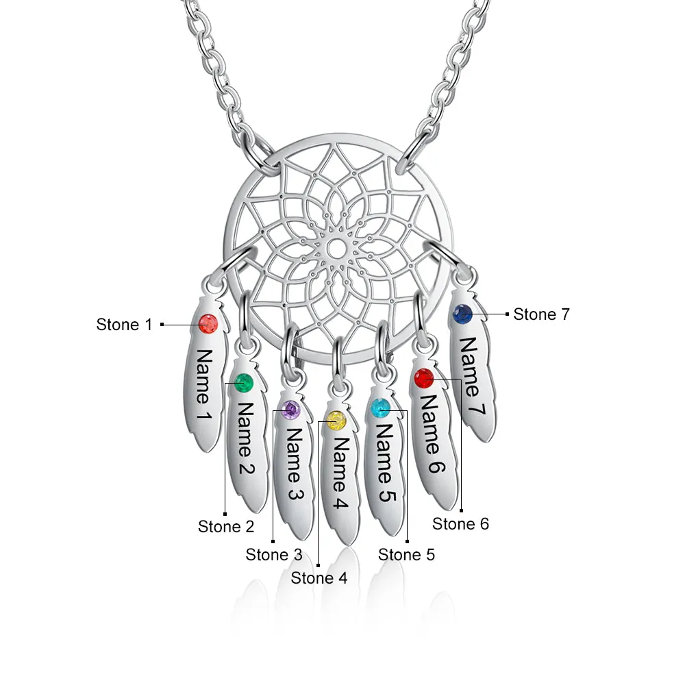 Custom Family Name Dream Catcher Necklace