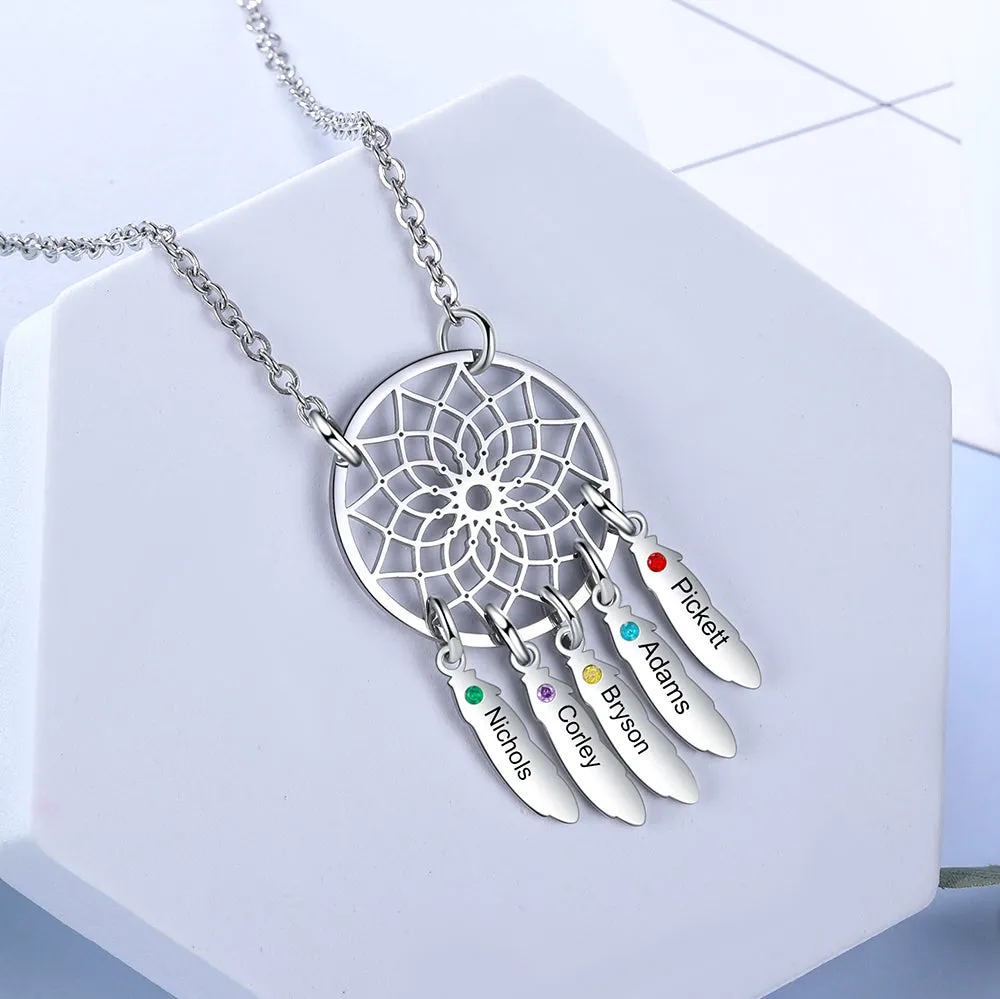 Custom Family Name Dream Catcher Necklace