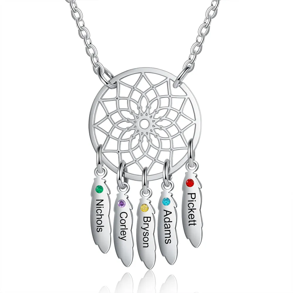 Custom Family Name Dream Catcher Necklace