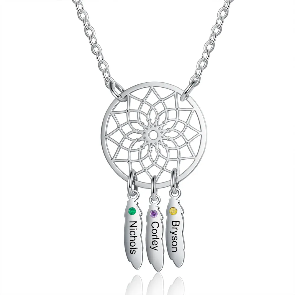 Custom Family Name Dream Catcher Necklace