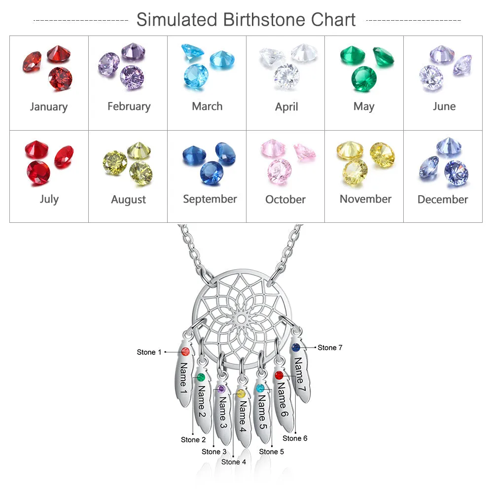 Custom Family Name Dream Catcher Necklace