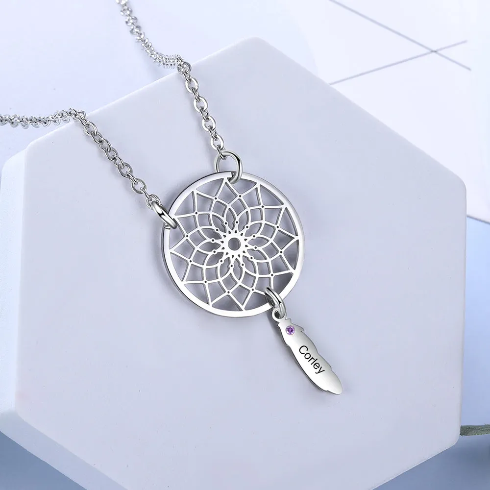 Custom Family Name Dream Catcher Necklace