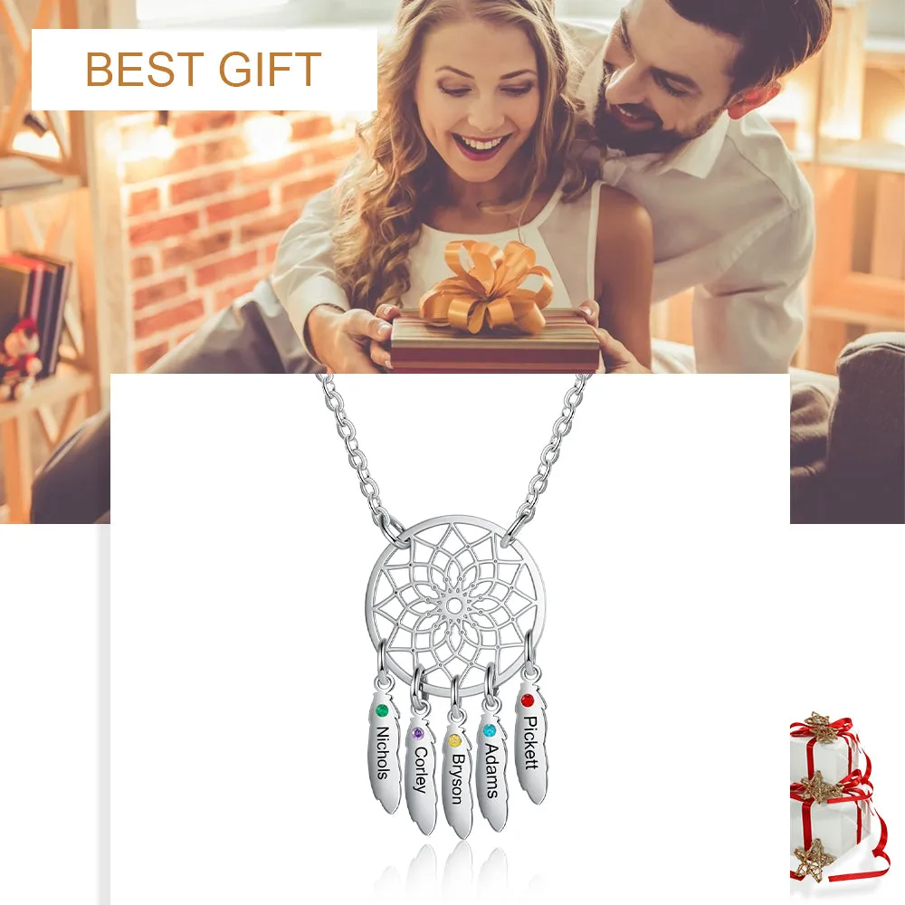 Custom Family Name Dream Catcher Necklace