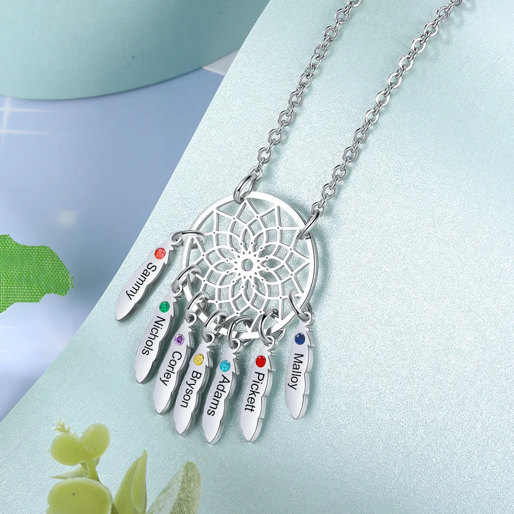 Custom Family Name Dream Catcher Necklace