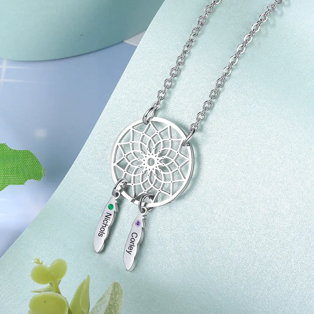 Custom Family Name Dream Catcher Necklace