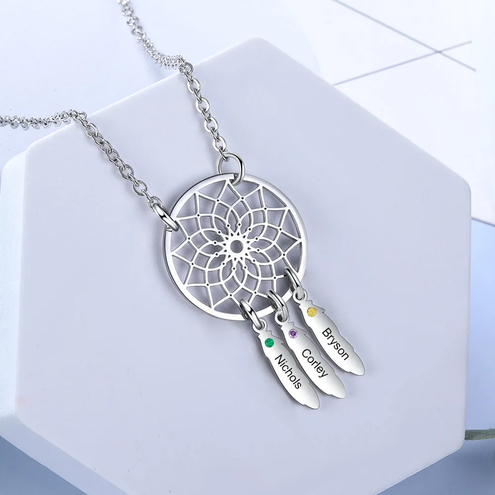Custom Family Name Dream Catcher Necklace