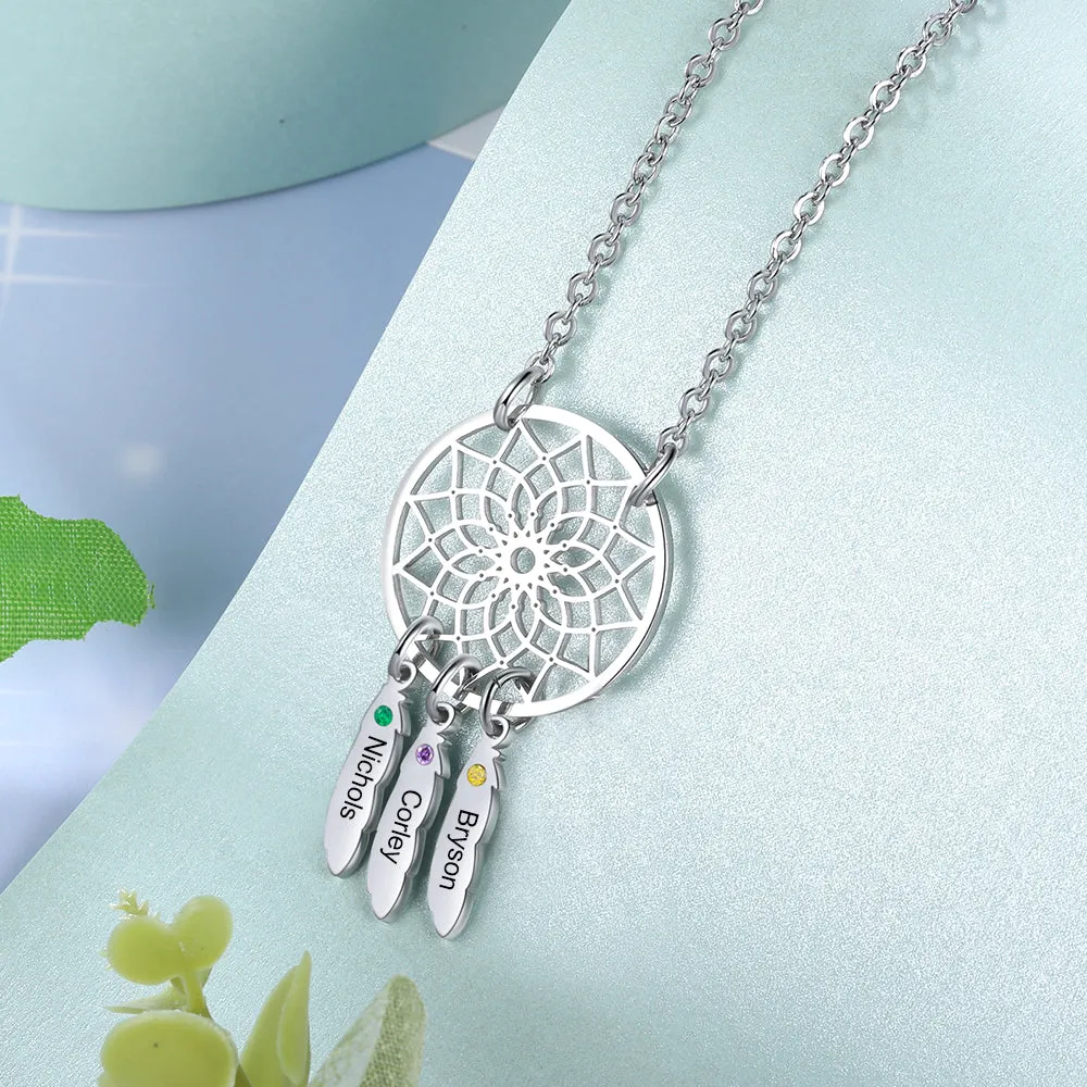 Custom Family Name Dream Catcher Necklace