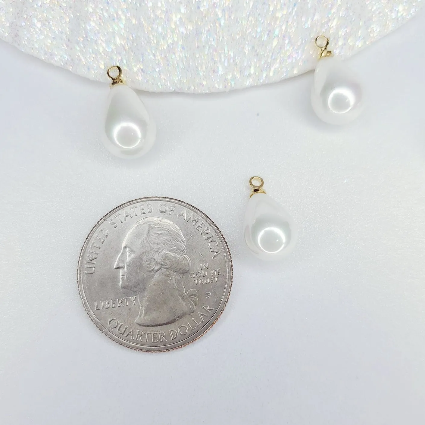 Dainty Seashell Pearl Teardrop Charm
