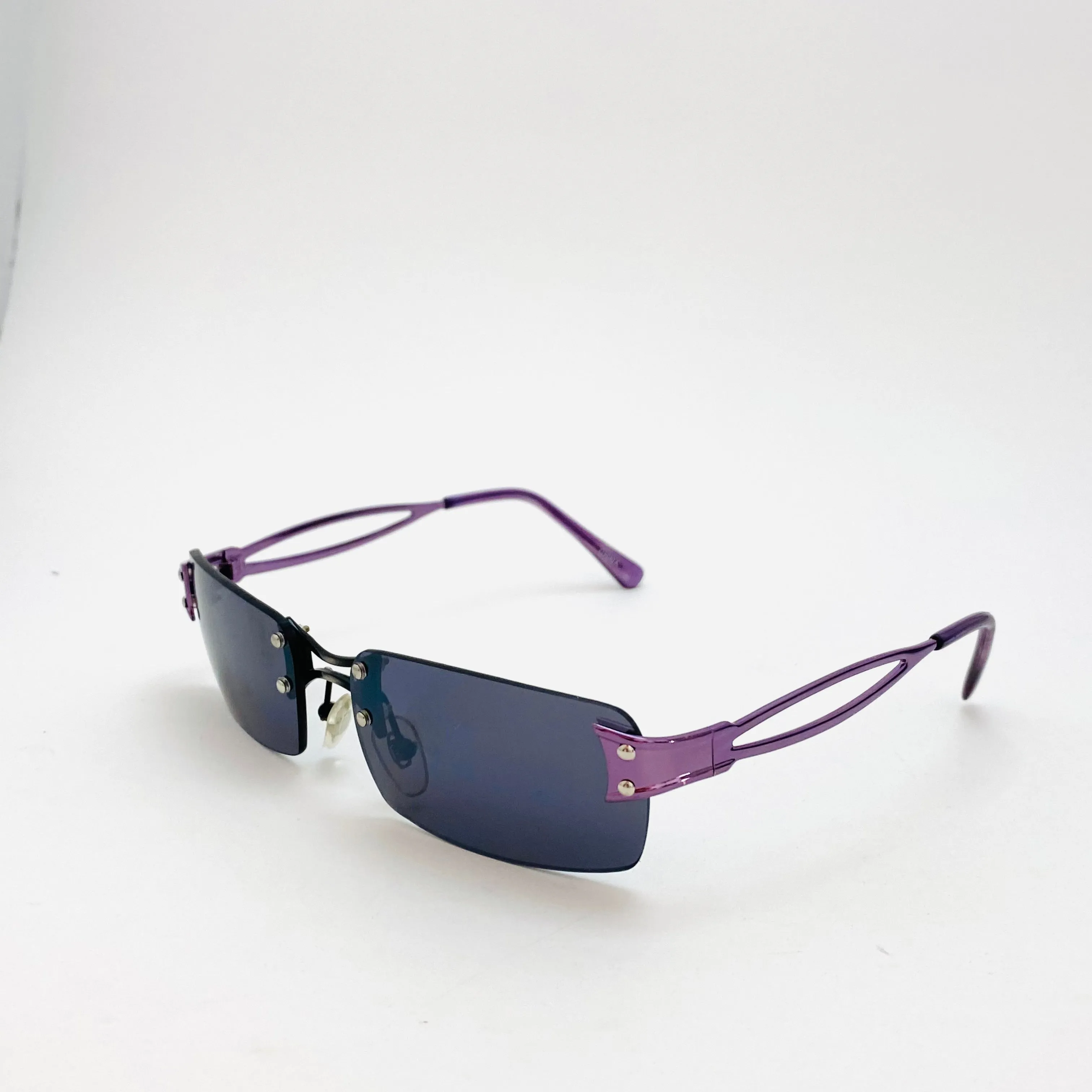 Deadstock Y2K Rectangle Frameless Sunglasses - Purple