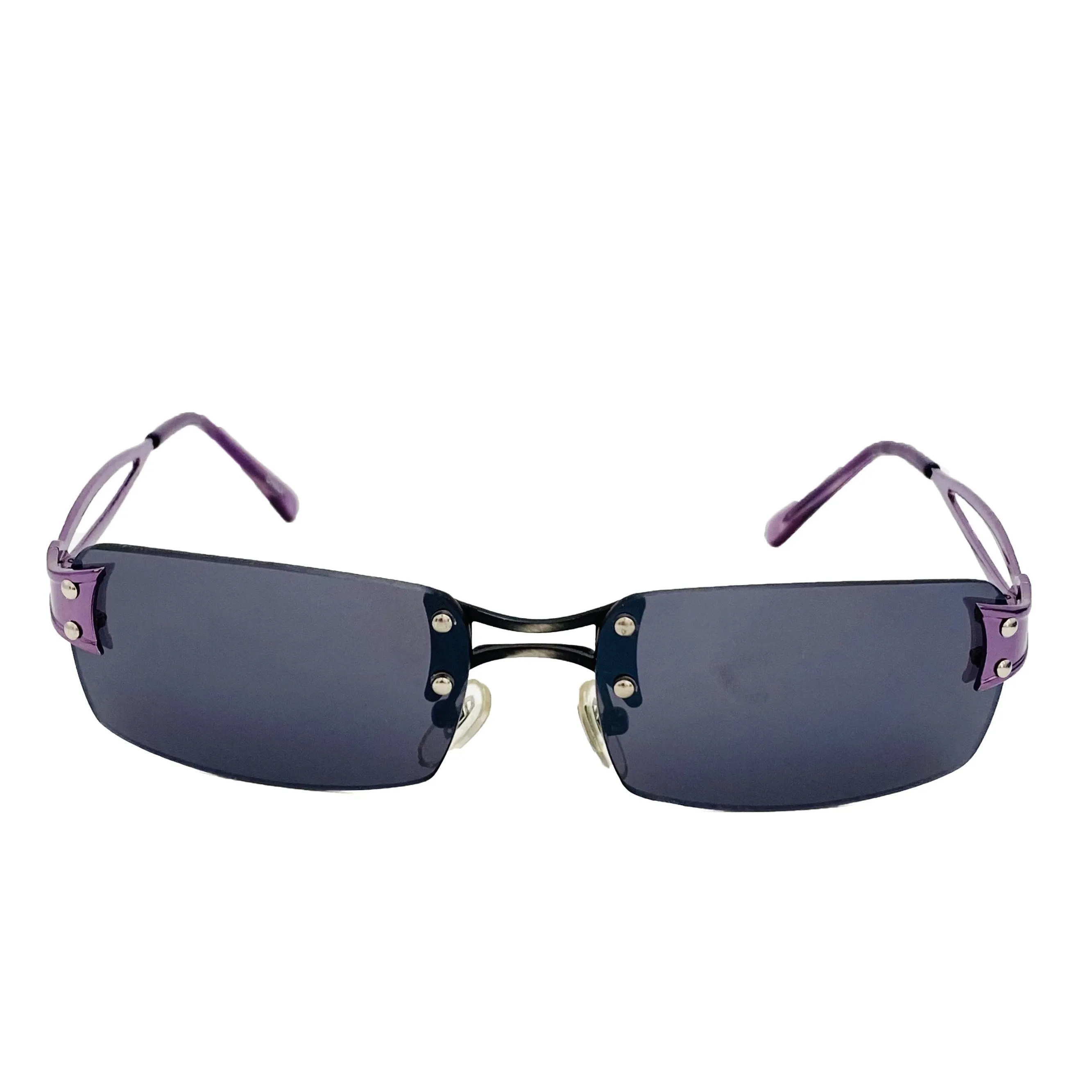 Deadstock Y2K Rectangle Frameless Sunglasses - Purple