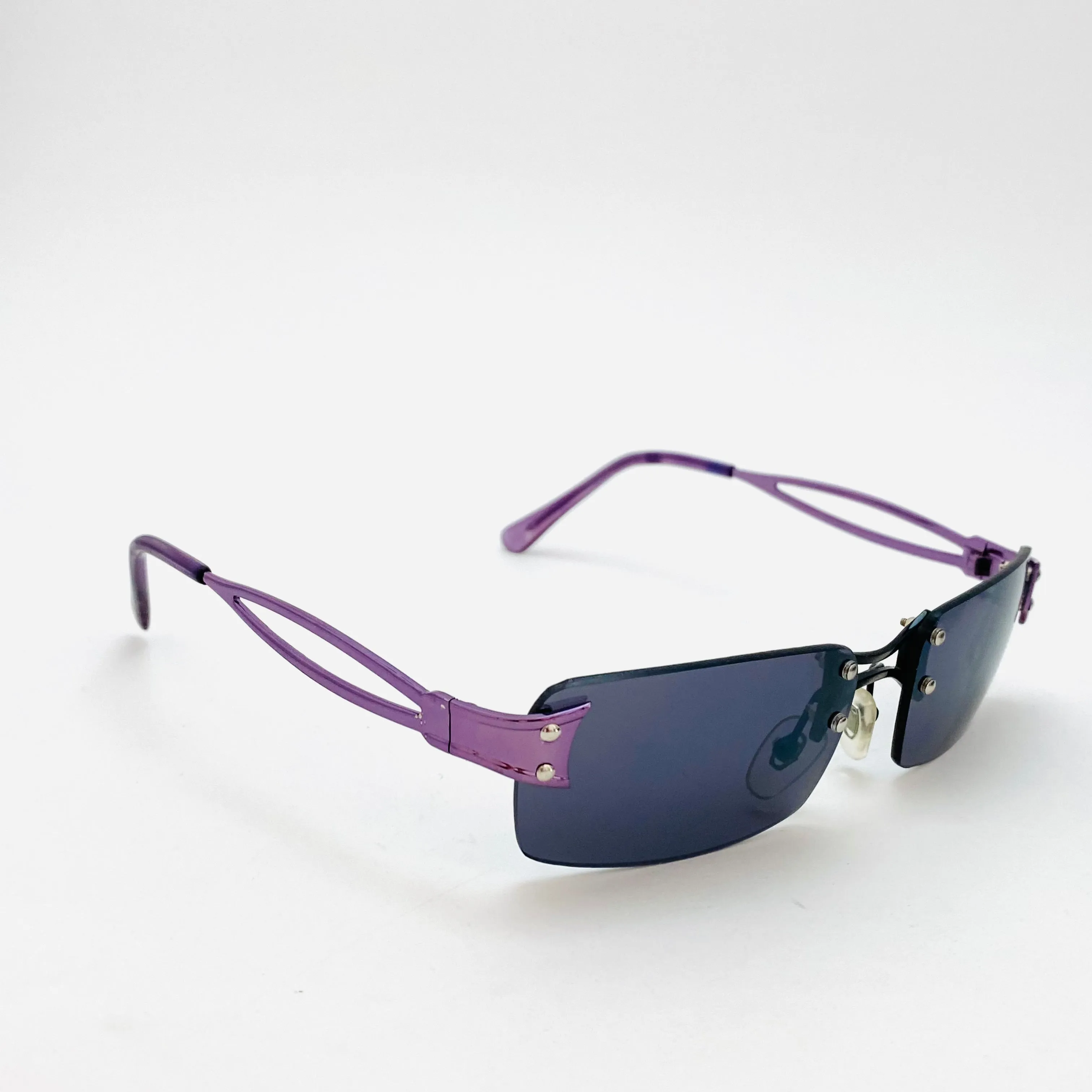 Deadstock Y2K Rectangle Frameless Sunglasses - Purple
