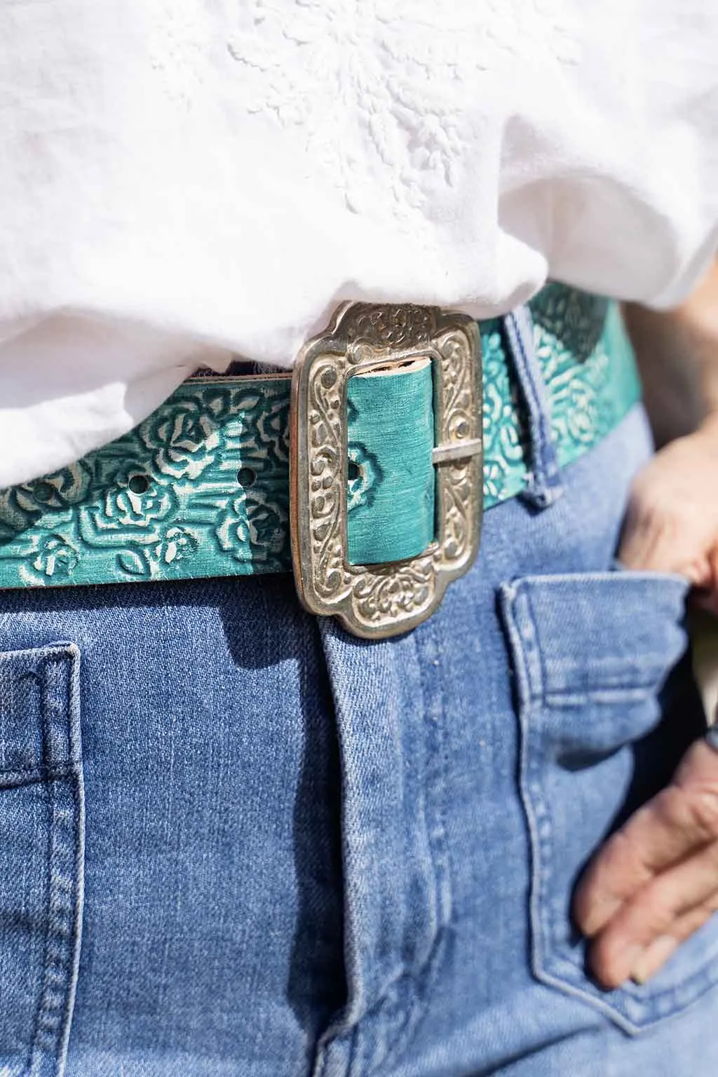 DESERT ROSE LEATHER BELT TURQUOISE