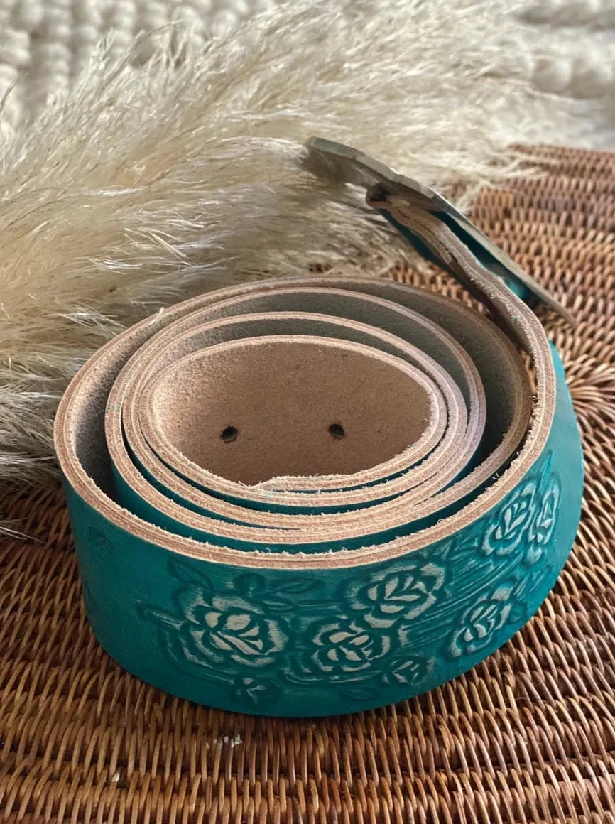 DESERT ROSE LEATHER BELT TURQUOISE