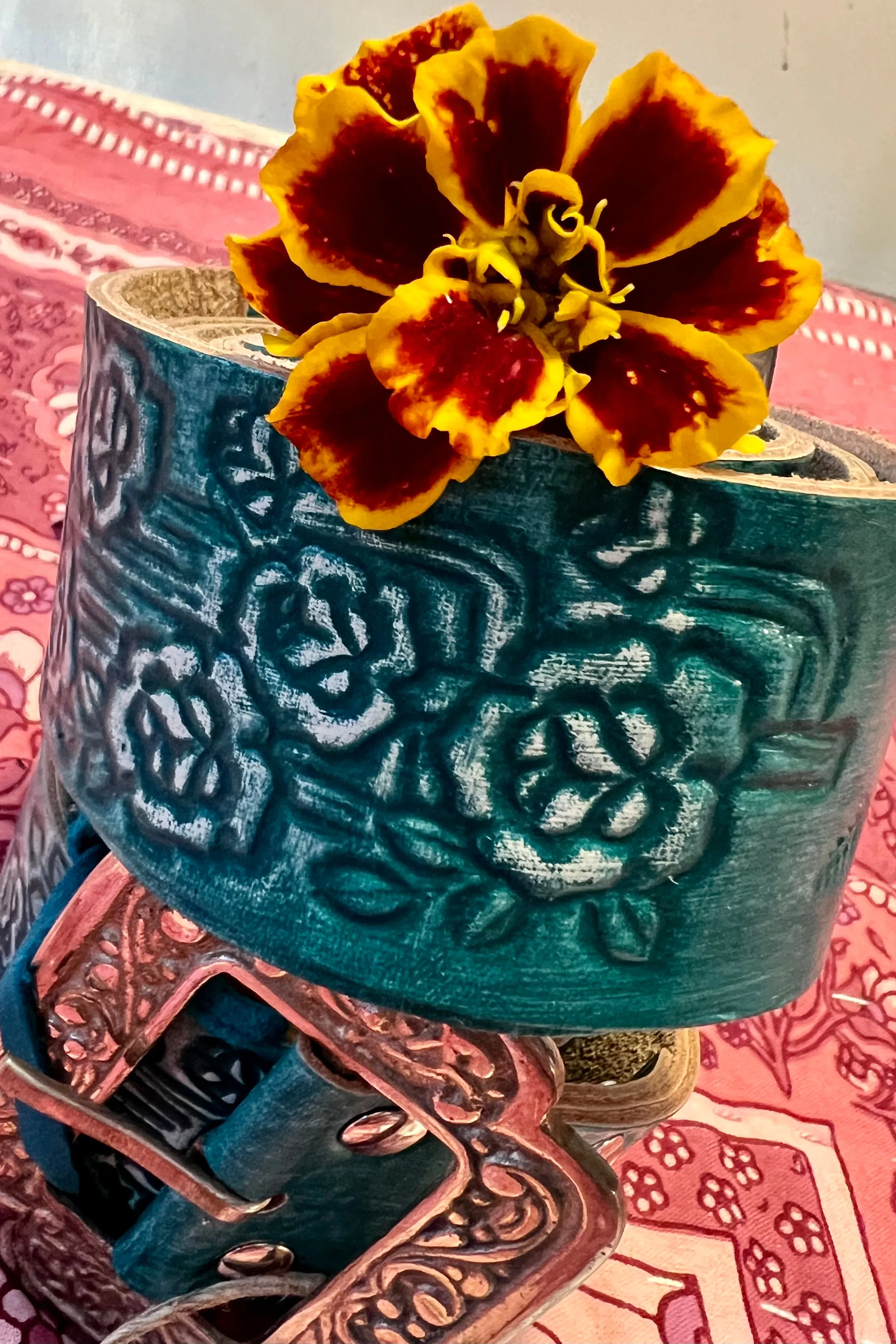 DESERT ROSE LEATHER BELT TURQUOISE