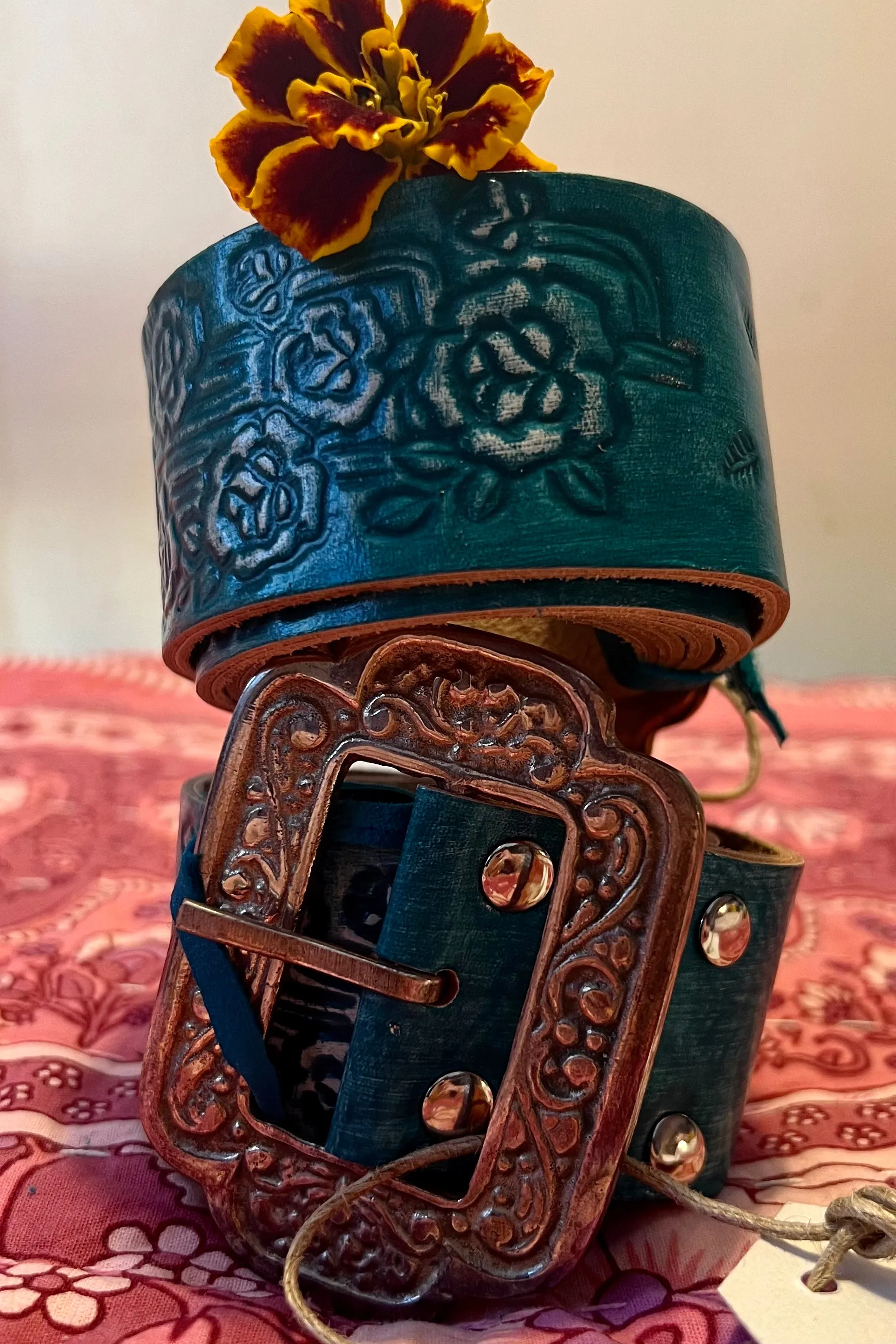 DESERT ROSE LEATHER BELT TURQUOISE