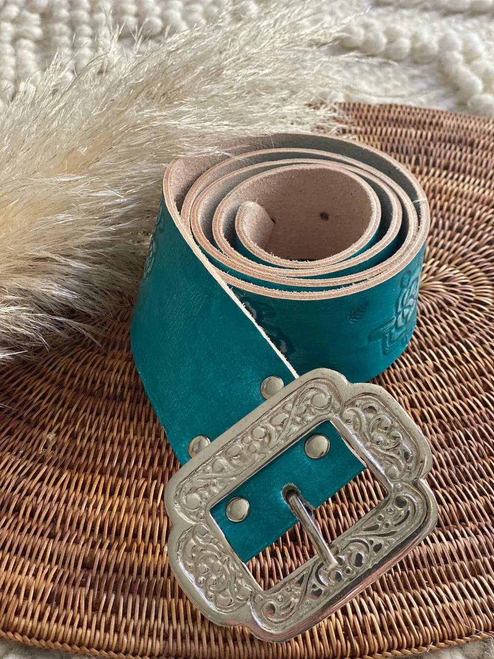 DESERT ROSE LEATHER BELT TURQUOISE