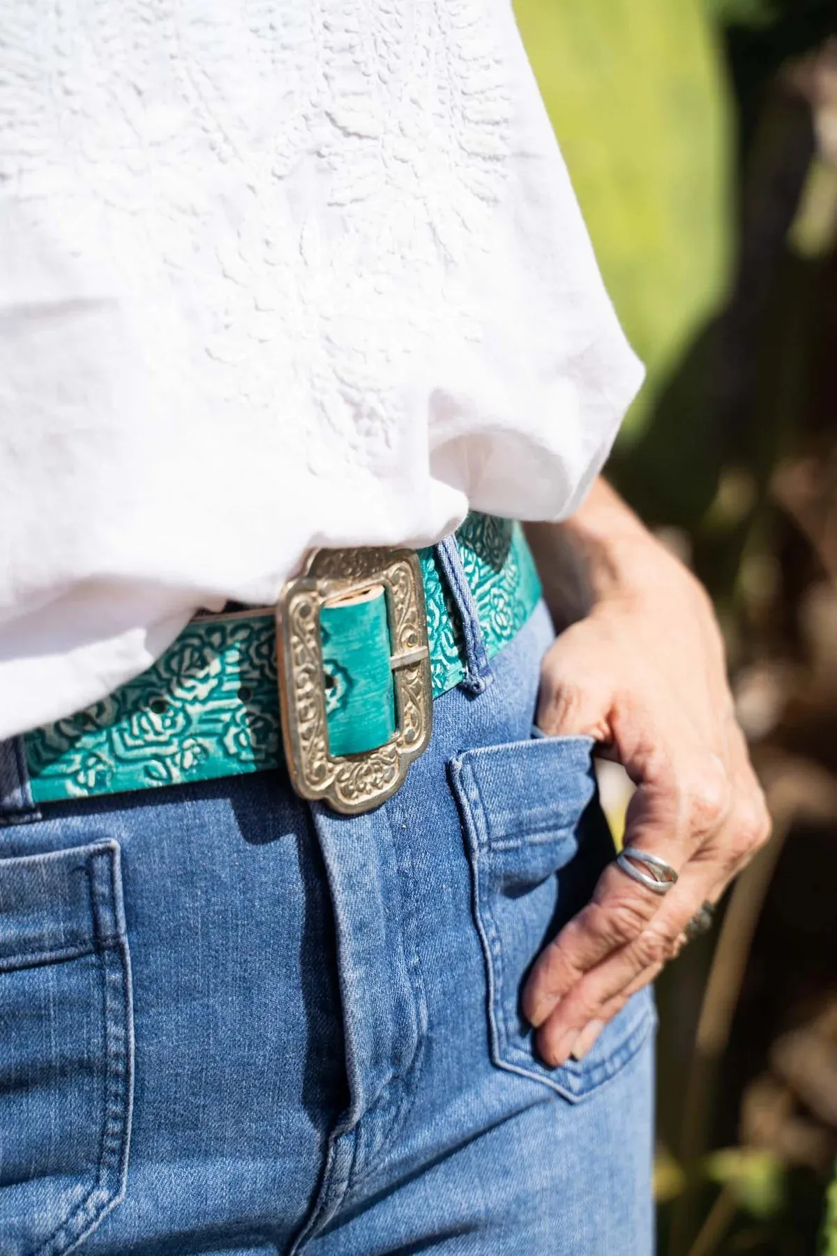 DESERT ROSE LEATHER BELT TURQUOISE