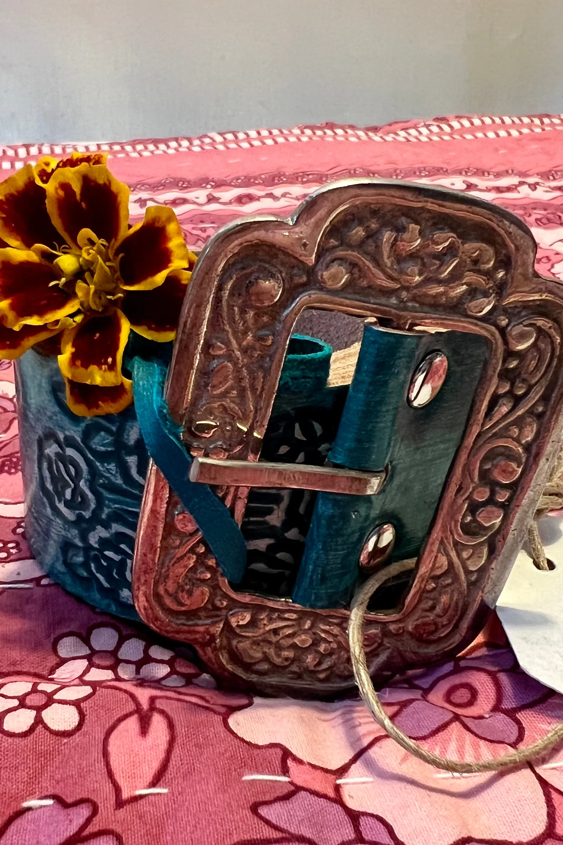 DESERT ROSE LEATHER BELT TURQUOISE