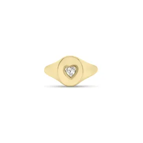 Diamond Heart Signet Ring