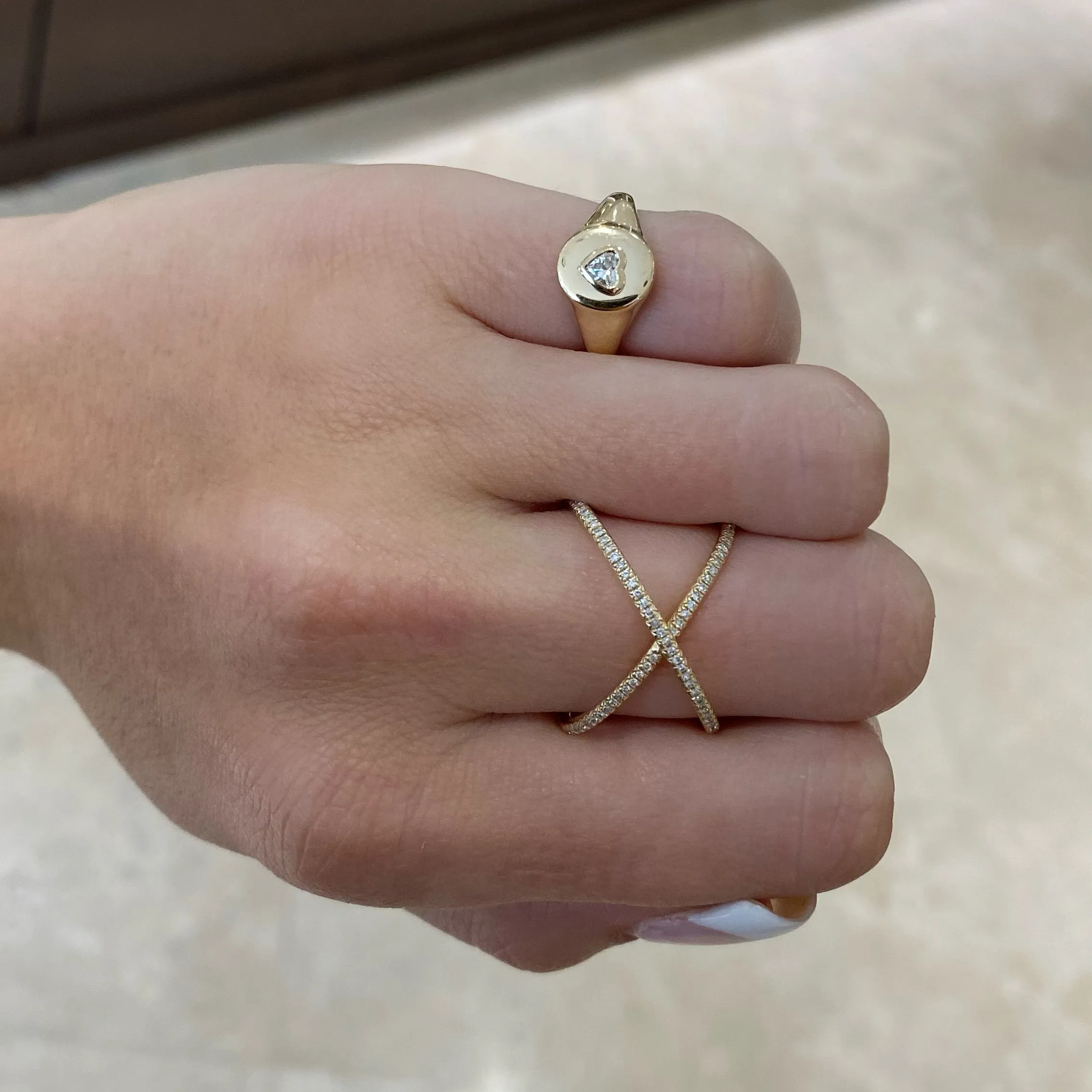 Diamond Heart Signet Ring