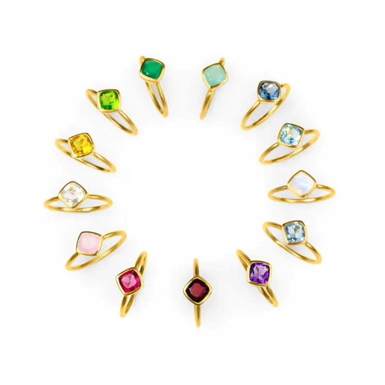 Diamond Shape Pink Chalcedony Stacking Ring • October Birthstone