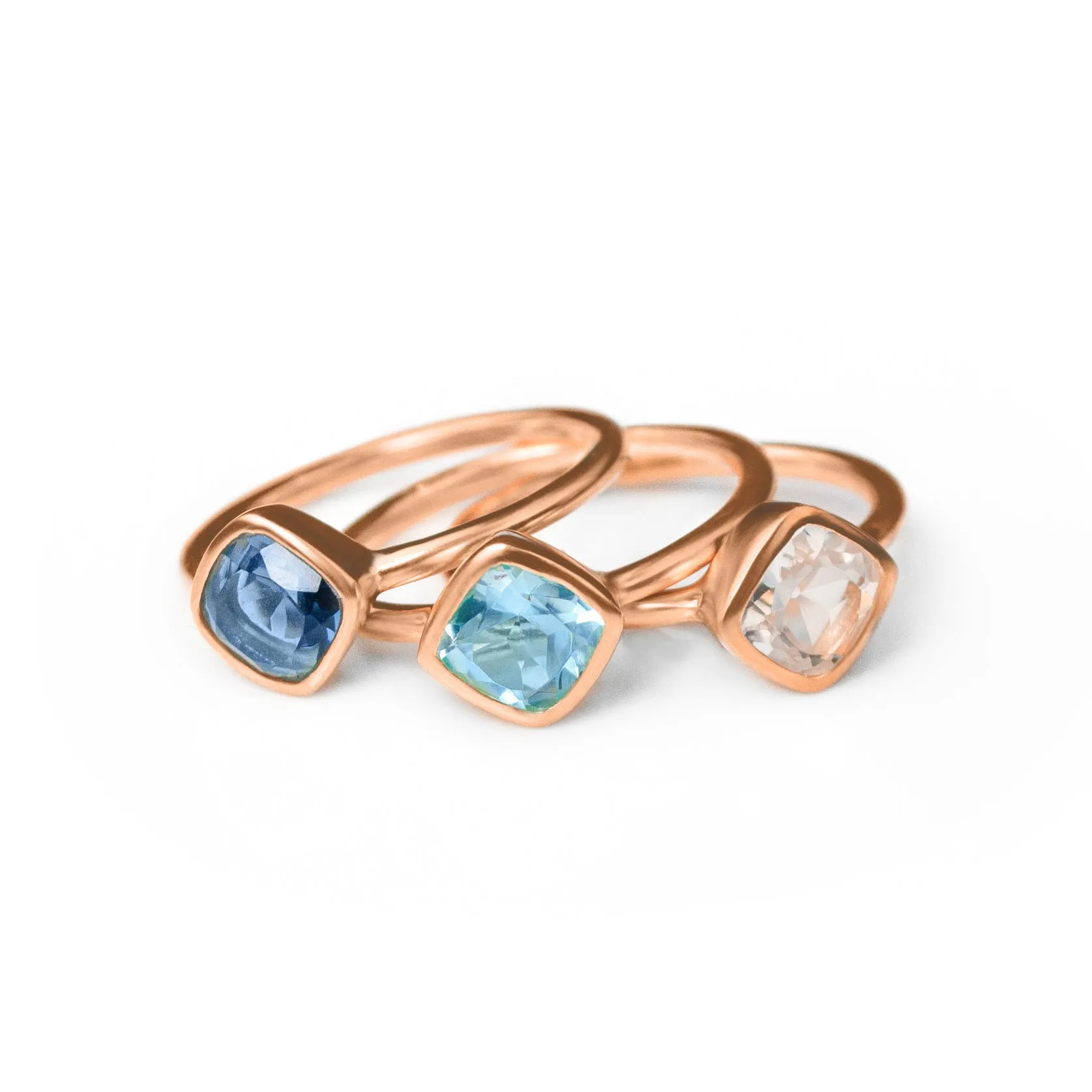 Diamond Shape Pink Chalcedony Stacking Ring • October Birthstone