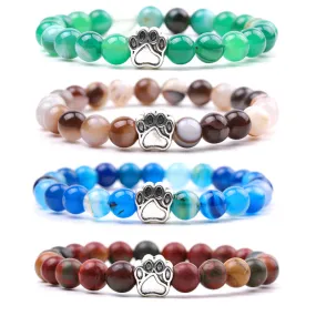 Dog's Paw Tarnish Alloy Picasso Stripe Agate Bracelet