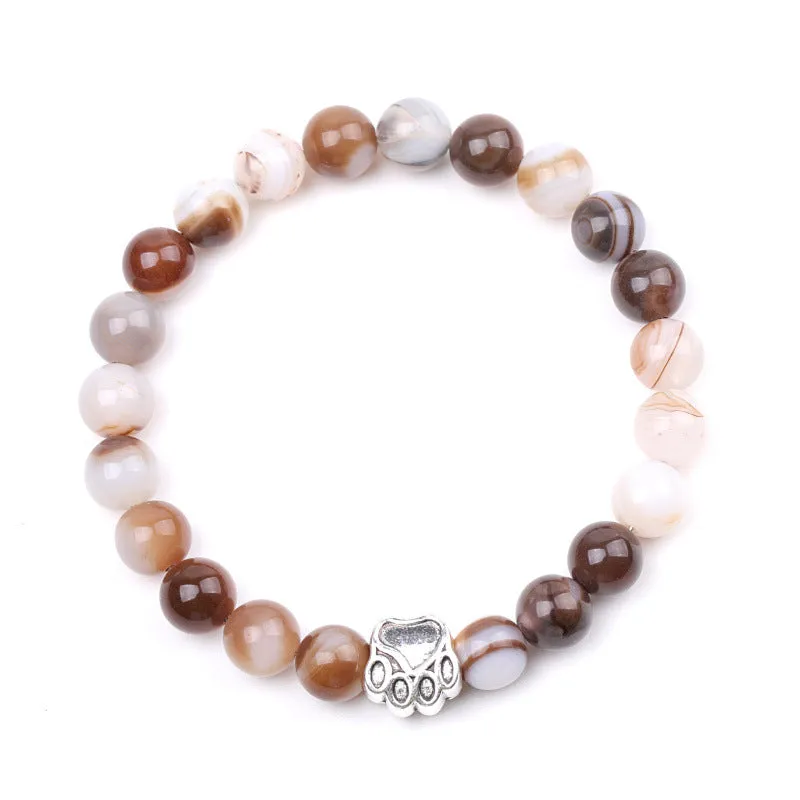Dog's Paw Tarnish Alloy Picasso Stripe Agate Bracelet