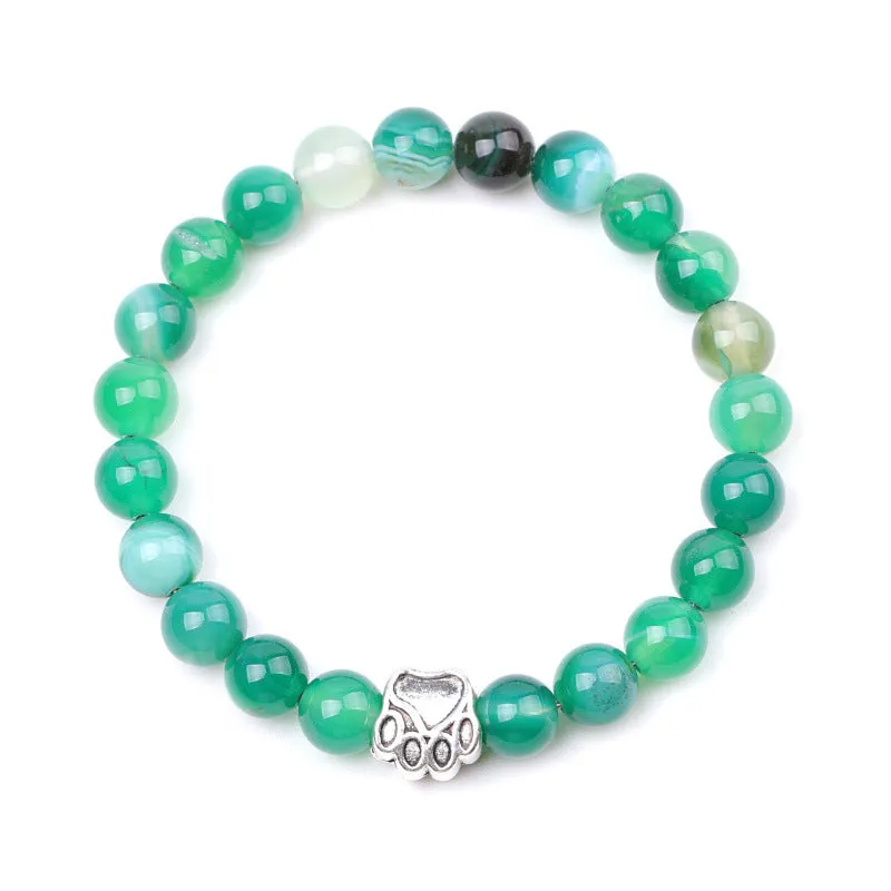 Dog's Paw Tarnish Alloy Picasso Stripe Agate Bracelet