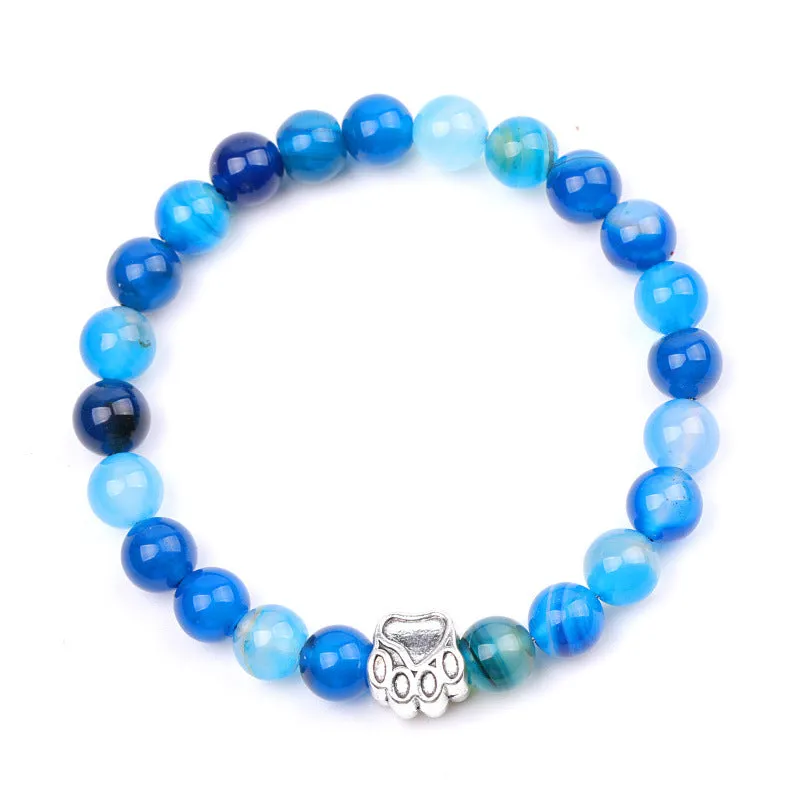 Dog's Paw Tarnish Alloy Picasso Stripe Agate Bracelet