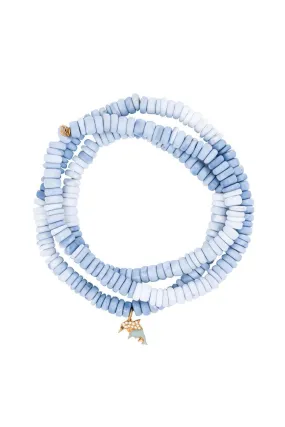 Dolphin Family Blue Opal Charm Wrap Bracelet