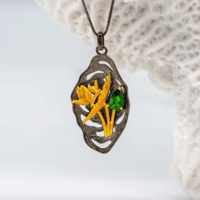 Dragonfly Chrome Diopside Pendant Necklace in Sterling Silver