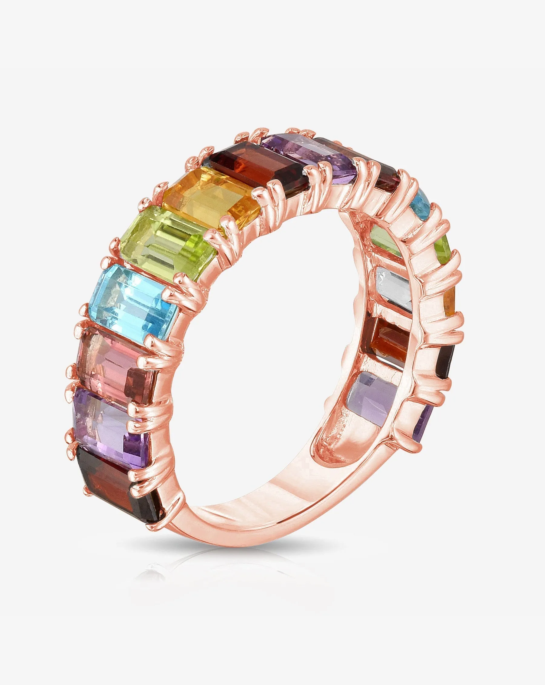 Emerald Cut Rainbow Gemstone Ring