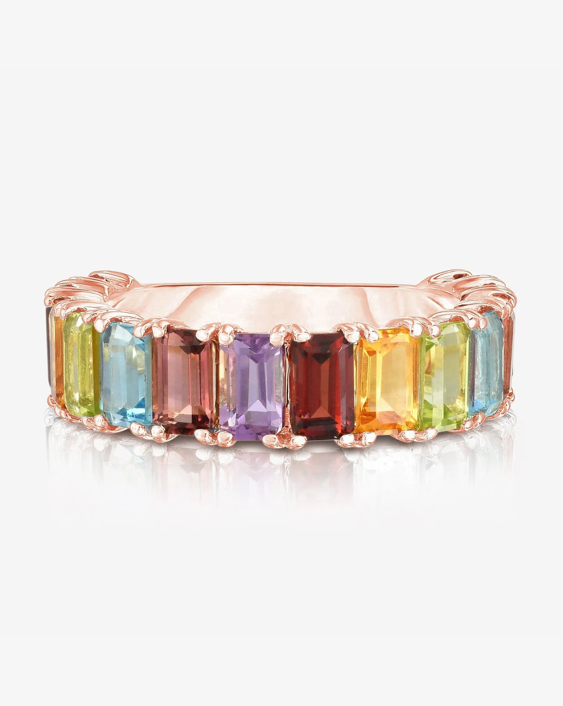 Emerald Cut Rainbow Gemstone Ring