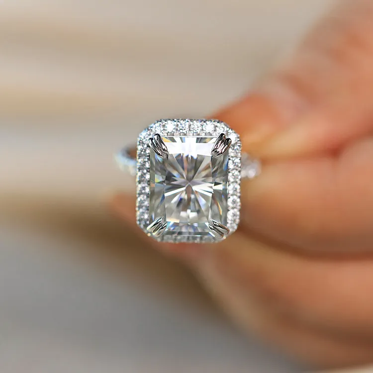 Emerald Cut Wedding Engagement Ring Set