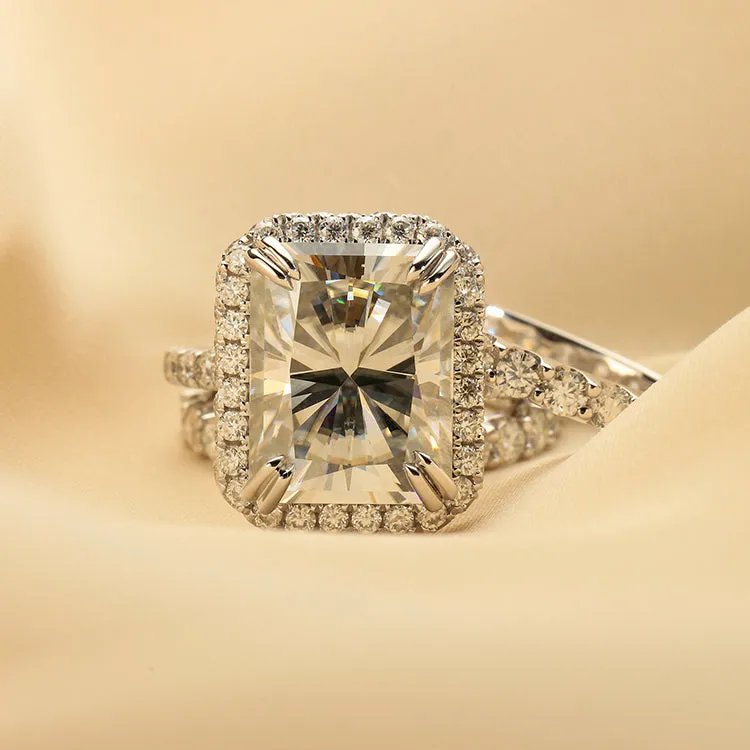 Emerald Cut Wedding Engagement Ring Set