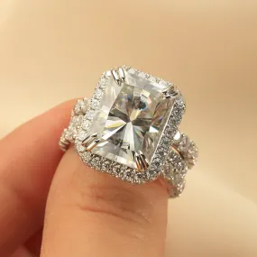Emerald Cut Wedding Engagement Ring Set