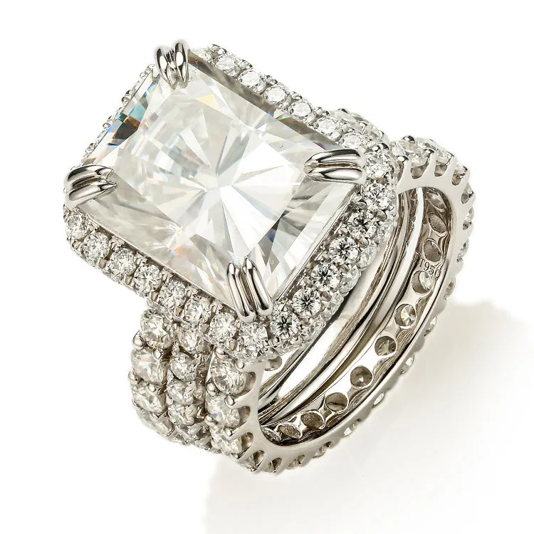 Emerald Cut Wedding Engagement Ring Set